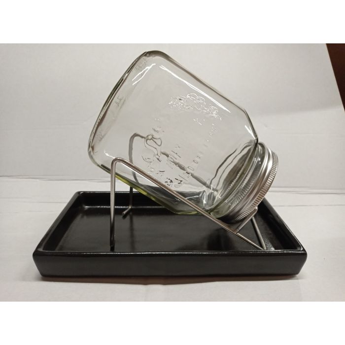 kiemglas 1000ml met houder en druppelschaal antraciet
