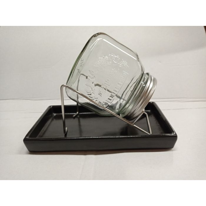 kiemglas 750ml met houder en druppelschaal antraciet