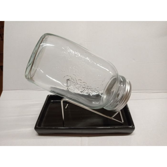 kiemglas 1500ml met houder en druppelschaal antraciet
