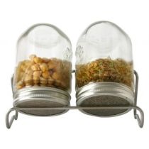 kiemglas 2x500ml met houder