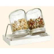kiemglas 2x750ml met houder en druppelschaal wit